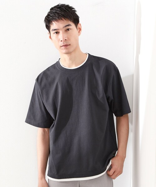 THE SHOP TK tシャツ 楊柳フェイクレイヤード半袖Tシャツ 「吸水速乾