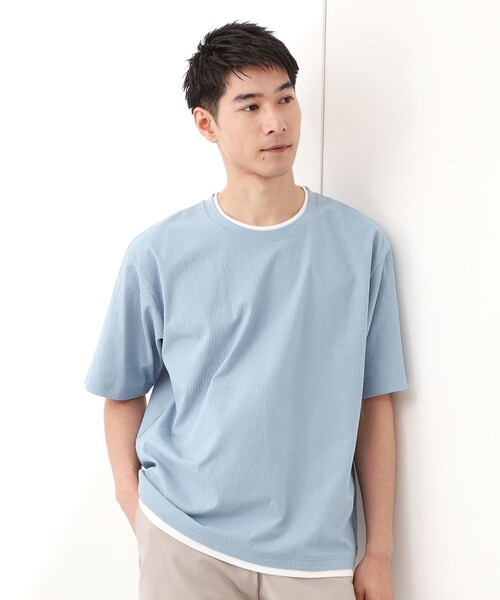 THE SHOP TK tシャツ 楊柳フェイクレイヤード半袖Tシャツ 「吸水速乾