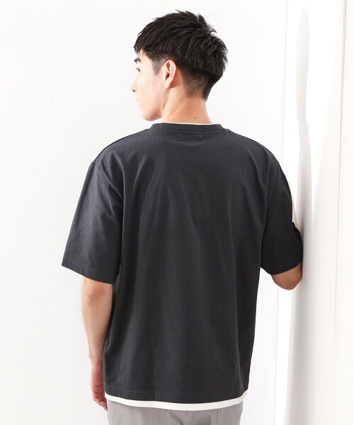 THE SHOP TK tシャツ 楊柳フェイクレイヤード半袖Tシャツ 「吸水速乾