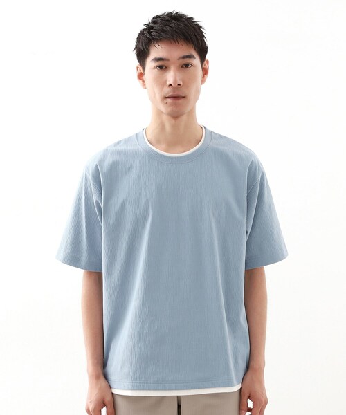 THE SHOP TK tシャツ 楊柳フェイクレイヤード半袖Tシャツ 「吸水速乾