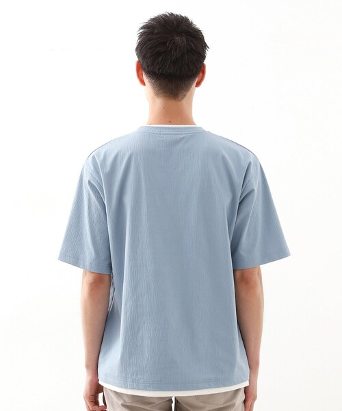 THE SHOP TK tシャツ 楊柳フェイクレイヤード半袖Tシャツ 「吸水速乾