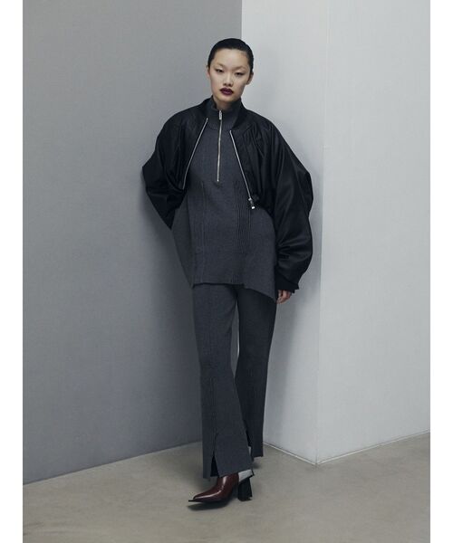 UN3D.（アンスリード） ニット セーター PIN TUCK HALF ZIP TOP