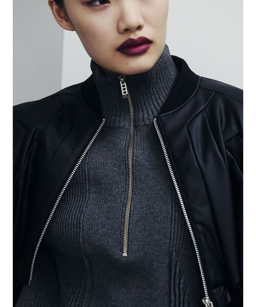 UN3D.（アンスリード） ニット セーター PIN TUCK HALF ZIP TOP