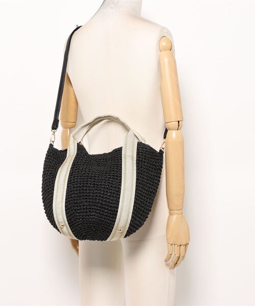 「COOCO」 かごバッグ 9 ブラック レディース_画像9