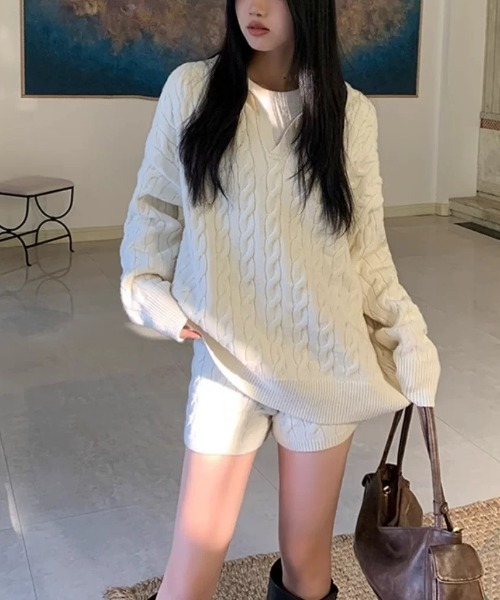 ニット セーター ケーブルニットセットアップ レディース | LACーVERT | 15