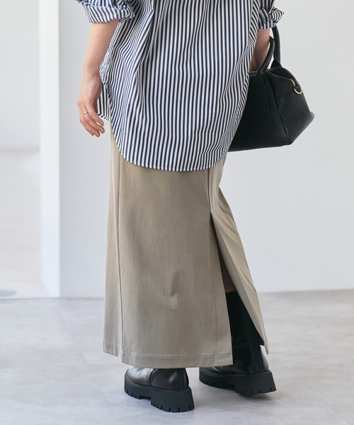 サテンイージースカート　spick&span 追加》サテンイージースカート（ロング・マキシ丈スカート