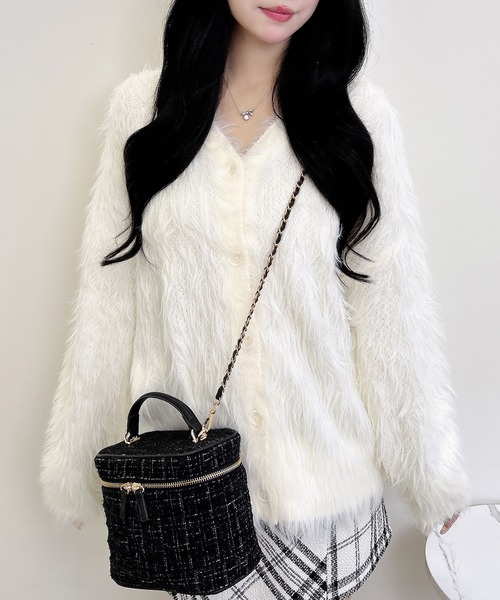 INGNI（イング） カーディガン フェザーロングニットカーディガン／A