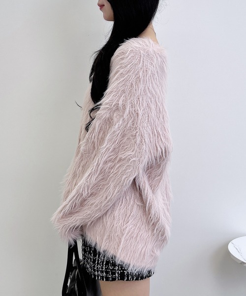 FW18 HAKUJI ロングニットカーディガン 洗える】シャイニーシアー ニット ロングカーディガン