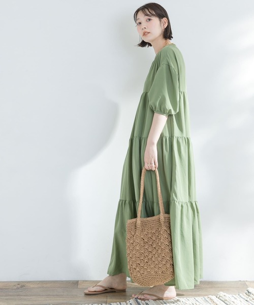 「F by ROSSO」 半袖ワンピース 36 グリーン レディース_画像3