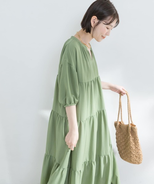 「F by ROSSO」 半袖ワンピース 36 グリーン レディース_画像4