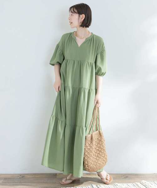 「F by ROSSO」 半袖ワンピース 36 グリーン レディース_画像5