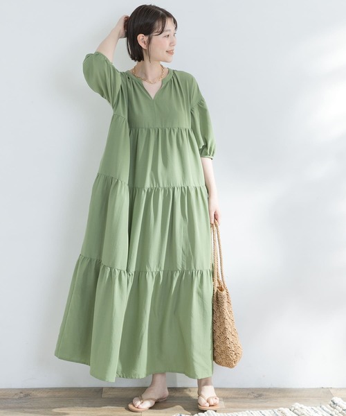 「F by ROSSO」 半袖ワンピース 36 グリーン レディース_画像7