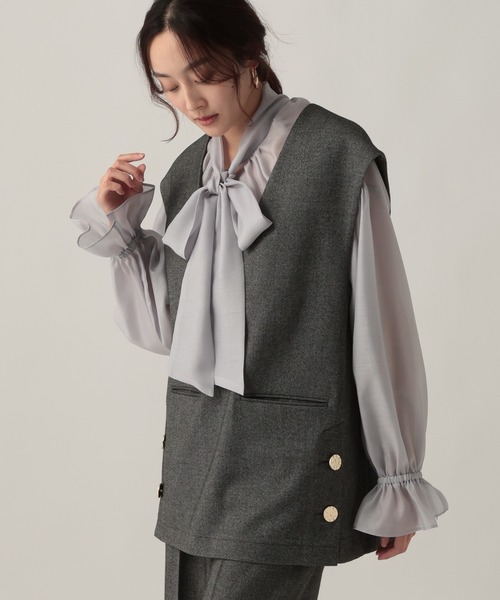 Elura（エルーラ） ベスト ジレ ウールライク柄ベスト/606424