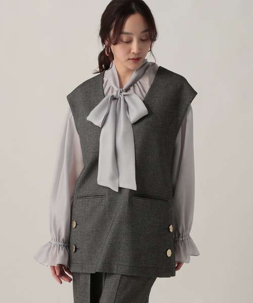 Elura（エルーラ） ベスト ジレ ウールライク柄ベスト/606424