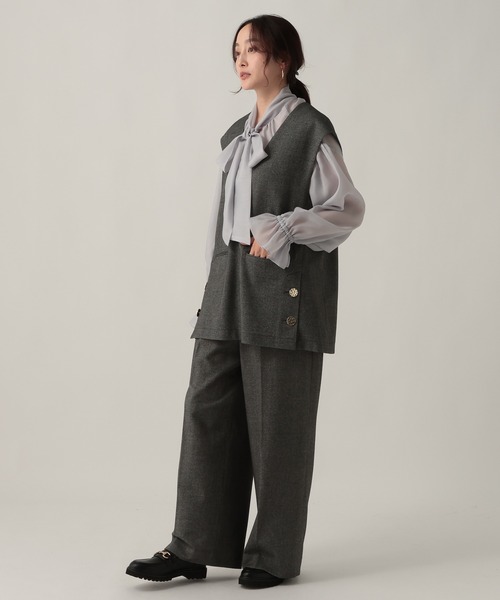 Elura（エルーラ） ベスト ジレ ウールライク柄ベスト/606424