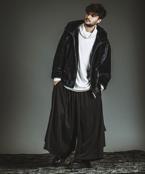 NO ID. BLACK フェイクファー ジャケット モノトーン ONE y2k NO ID.（ノーアイディー） コート ジャケット 「NO ID.」Fake Fur Big