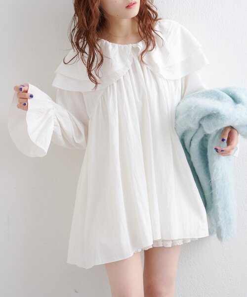 w closet（ダブルクローゼット） ブラウス シャツ Wフリルチュニック