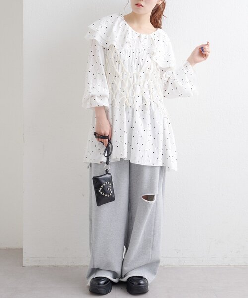 w closet（ダブルクローゼット） ブラウス シャツ Wフリルチュニック