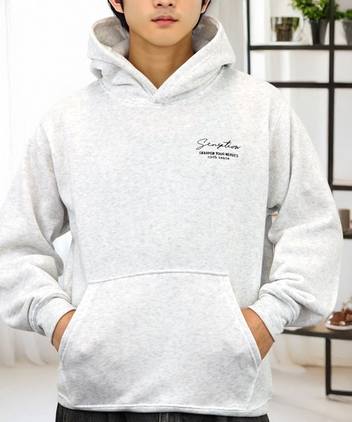 パーカー 刺繍 ワンポイント 裏起毛 長袖 ベーシック メンズ