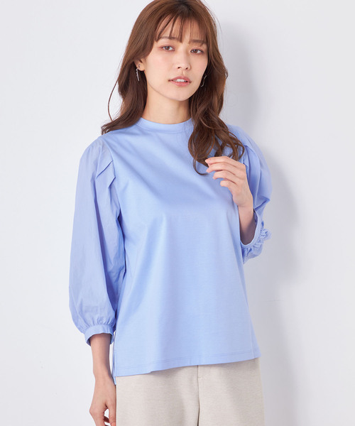 「A/C DESIGN BY ALPHA CUBIC」 長袖カットソー M サックスブルー レディース_画像2