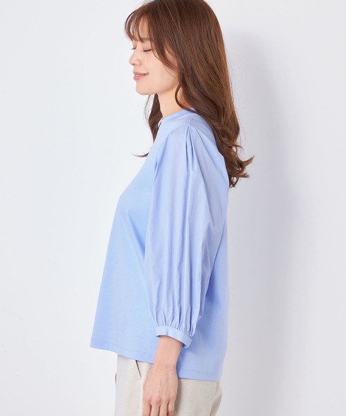 「A/C DESIGN BY ALPHA CUBIC」 長袖カットソー M サックスブルー レディース_画像3