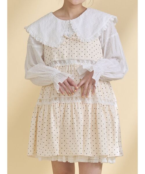 メリージェニー　フリルレースシャツ F メリージェニー merry jenny フリルフリルレースジャケット （オフ