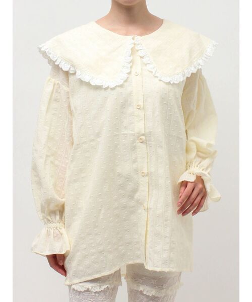 merry jenny（メリージェニー） ブラウス シャツ dot laceフリルカラー