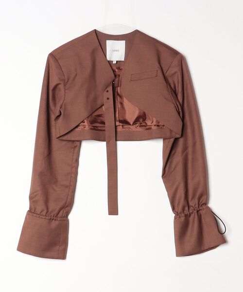 UN3D.（アンスリード） ノーカラージャケット 36 ブラウン レディース