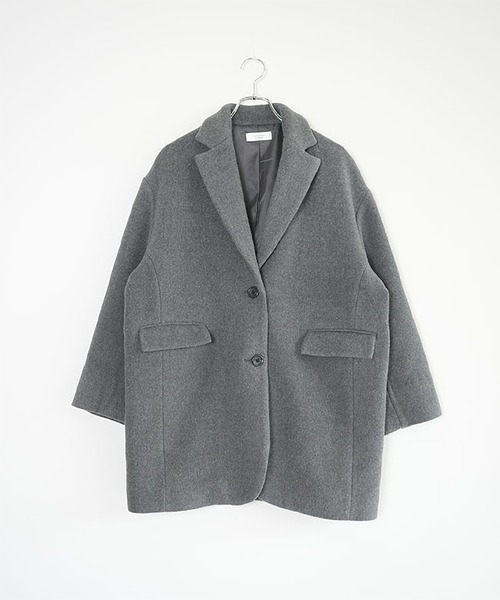 美品 ソラモナポッシェ メルトンテーラード オーバージャケット コート グレー ソラモナポッシェ メルトンテーラード オーバージャケット コート