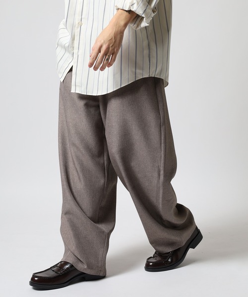 revertical ワイドパンツ スラックス スラブ織りカーブパンツ メンズ