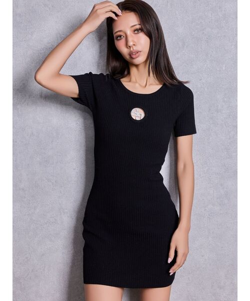 GYDA 半袖　ワンピース　タグ付き GYDA（ジェイダ） パーティードレス ワンピース 夏 半袖 GG bijou MOLD