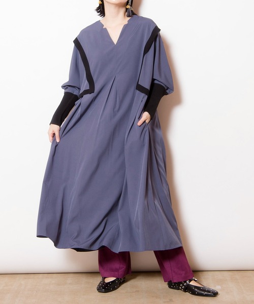 「OSMOSIS」 長袖ワンピース ONE SIZE ブラック レディース_画像7