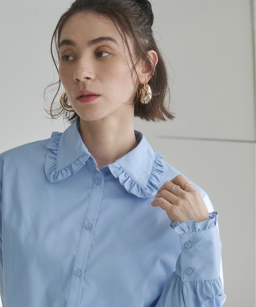 ANGIE ブラウス シャツ フリルカラーブラウス レディース : ZOZOTOWN