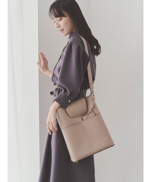 トートバッグ 「14inchPC/A4対応/パスケース付」フェイクレザーTallトートバッグ レディースの画像