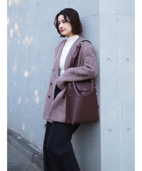 トートバッグ 「14inchPC/A4対応/パスケース付」フェイクレザーTallトートバッグ レディースの画像