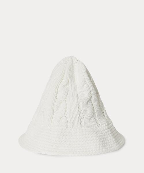 帽子 ハット ケーブルニット コットン バケット ハット レディースの画像