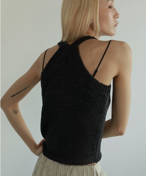 「anuke」 ノースリーブニット FREE チャコールグレー レディース_画像4