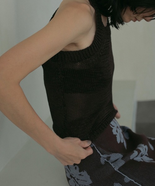 「anuke」 ノースリーブニット FREE チャコールグレー レディース_画像9