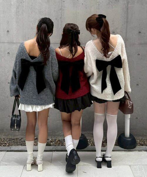 「continuer de NICE CLAUP」 長袖ニット FREE ボルドー レディース_画像3