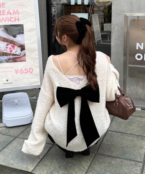 「continuer de NICE CLAUP」 長袖ニット FREE ボルドー レディース_画像5