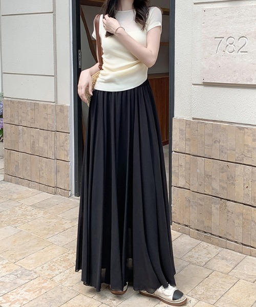 Diosfront ロング スカート シフォンフレアロングスカート : ZOZOTOWN
