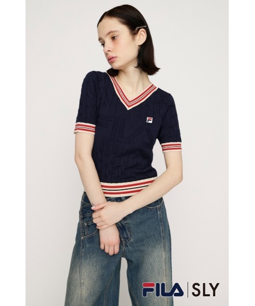 SLY（スライ） ニット セーター FILA x SLY CABLE KNIT TOPS フィラ
