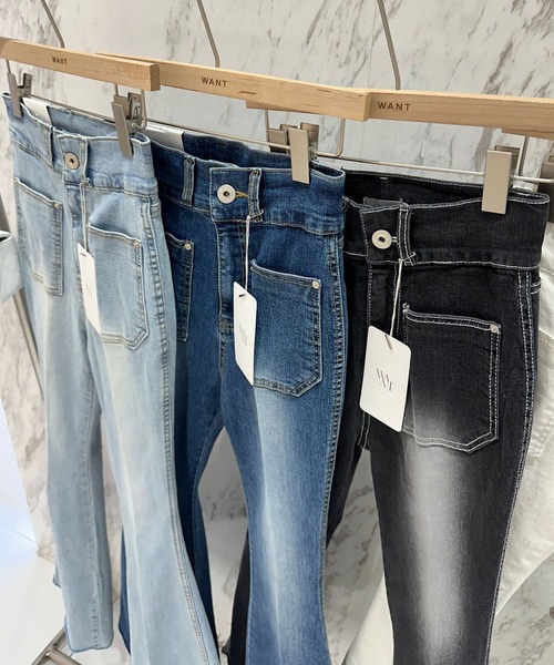 「meJane」 「x h t」ブーツカットデニムパンツ S ブラック レディース_画像3