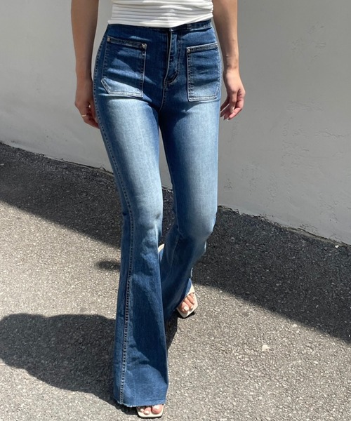 「meJane」 「x h t」ブーツカットデニムパンツ S ブラック レディース_画像5