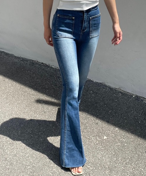 「meJane」 「x h t」ブーツカットデニムパンツ S ブラック レディース_画像7