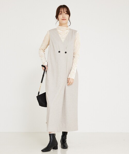「abahouse mavie」 ノースリーブワンピース フリー チャコールグレー レディース_画像4