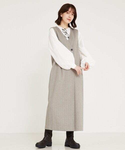 「abahouse mavie」 ノースリーブワンピース フリー チャコールグレー レディース_画像8