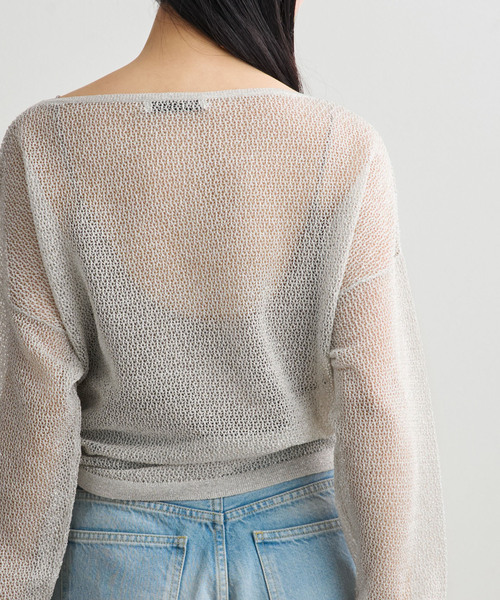 サマーニット ニット セーター ISY Linen mixラメ スカシニット レディースの画像