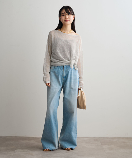 サマーニット ニット セーター ISY Linen mixラメ スカシニット レディースの画像
