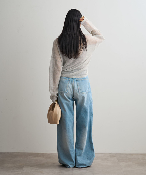 サマーニット ニット セーター ISY Linen mixラメ スカシニット レディースの画像